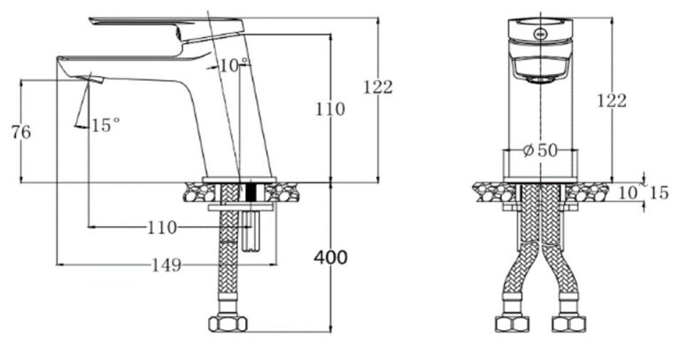 Vòi chậu lavabo nóng lạnh Caesar B120CU