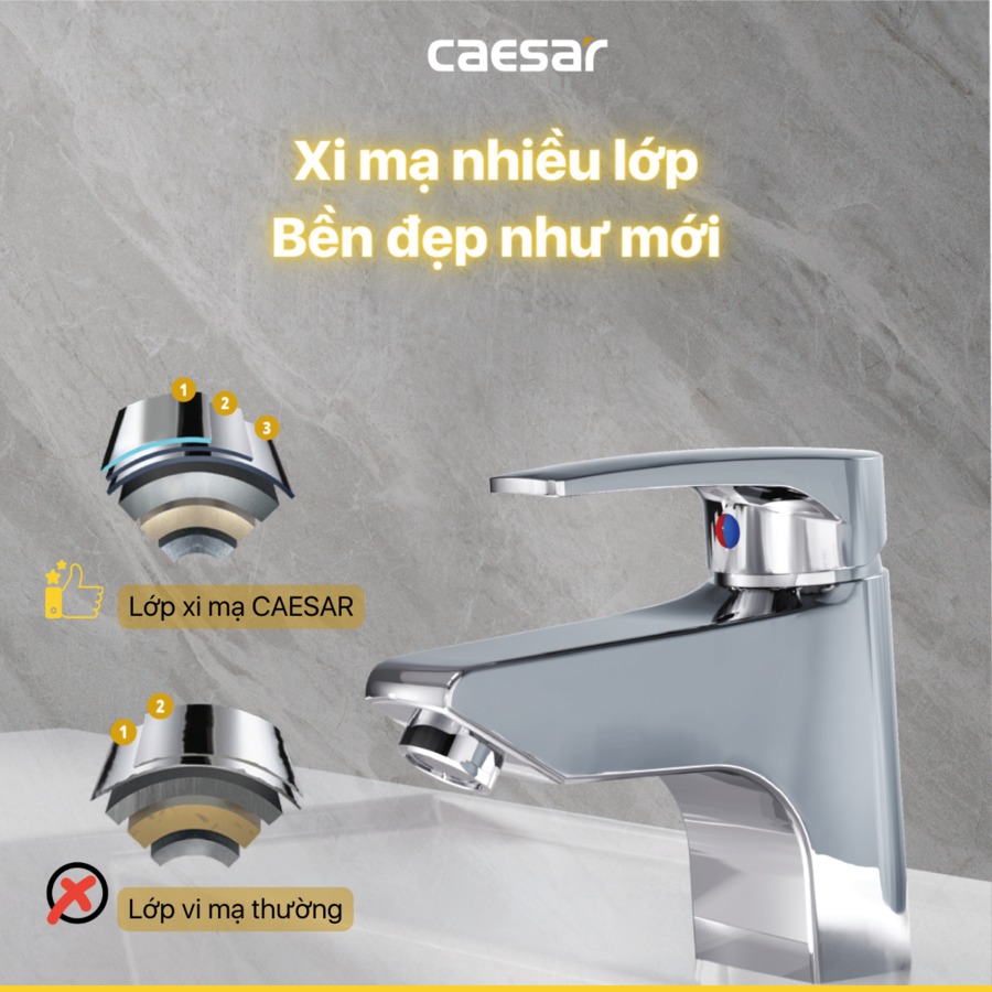 Vòi chậu lavabo nóng lạnh Caesar B400CU - 10