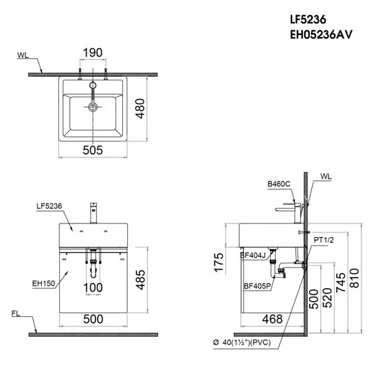 Tủ lavabo Caesar EH05236AV
