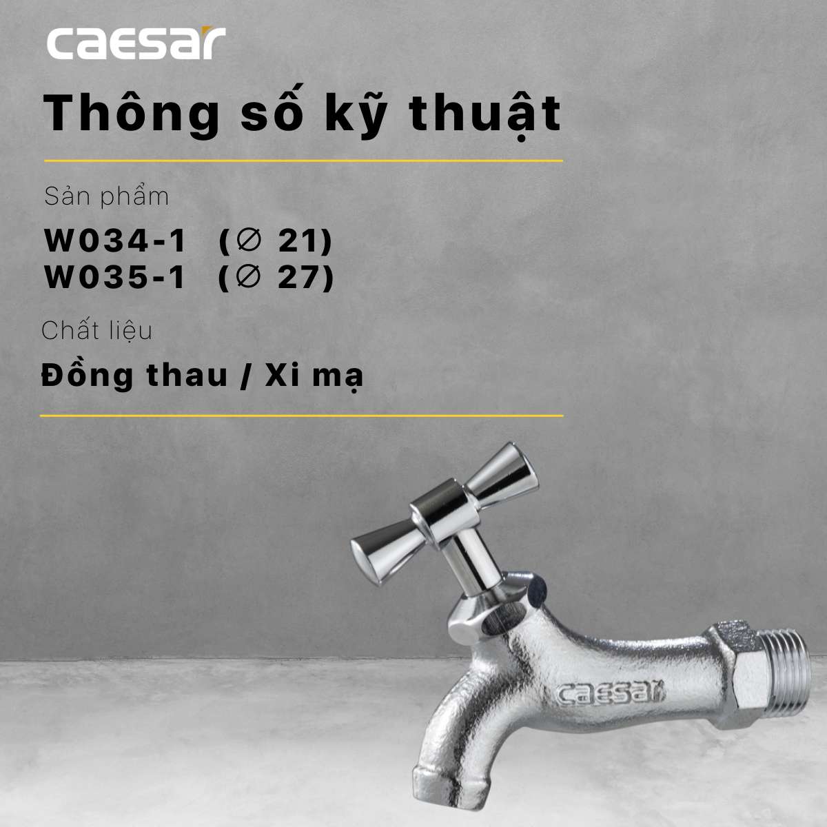 Vòi nước lạnh gắn tường Caesar W035-1 (W0351) - 10