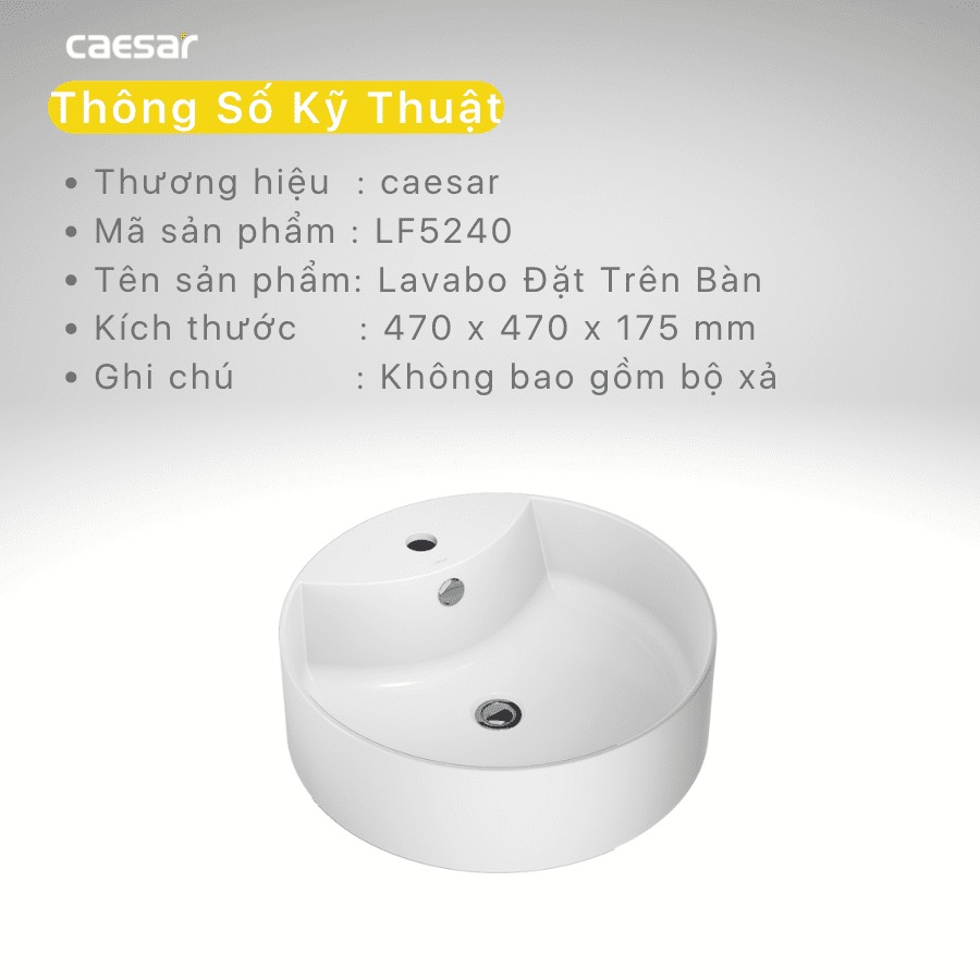 Chậu lavabo đặt bàn Caesar LF5240 - 20