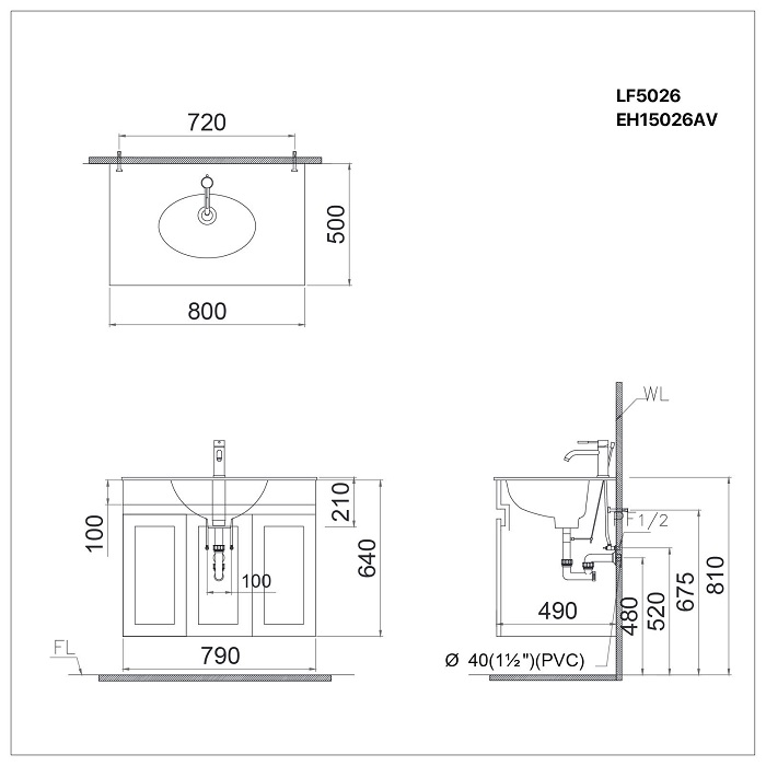 Bộ tủ lavabo Caesar LF5026+EH15026AV - 16
