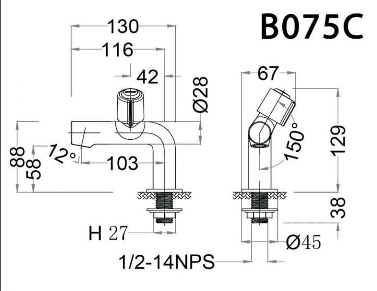 Vòi chậu lavabo lạnh Caesar B075C - 9