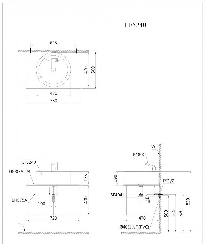 Chậu lavabo đặt bàn Caesar LF5240 - 24