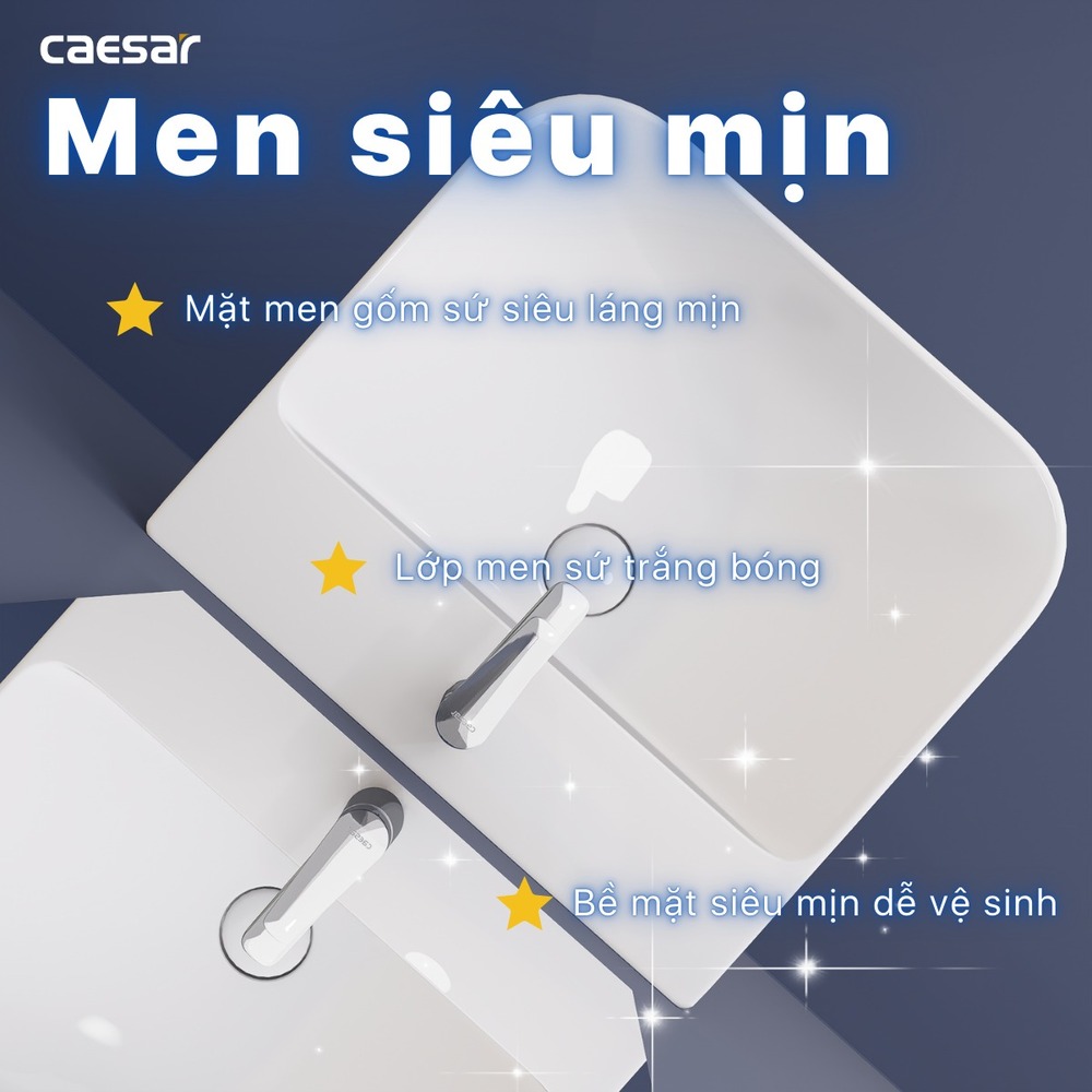 Chậu lavabo treo tường chân lửng Caesar LF5370 + PF2463 - 7