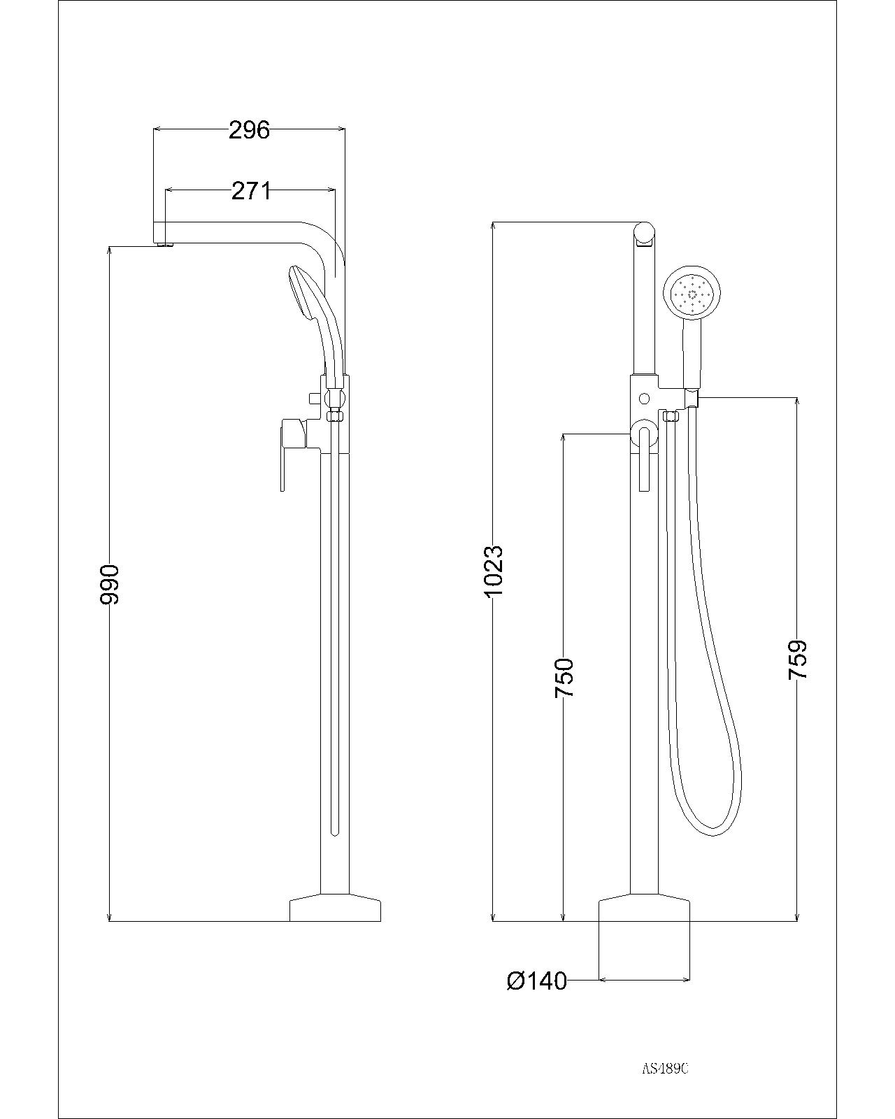 Vòi sen bồn tắm nóng lạnh Caesar AS489C - 23