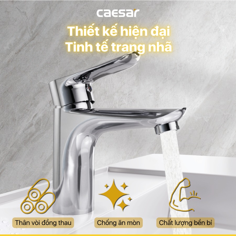 Vòi chậu lavabo nóng lạnh Caesar B730CU - 16