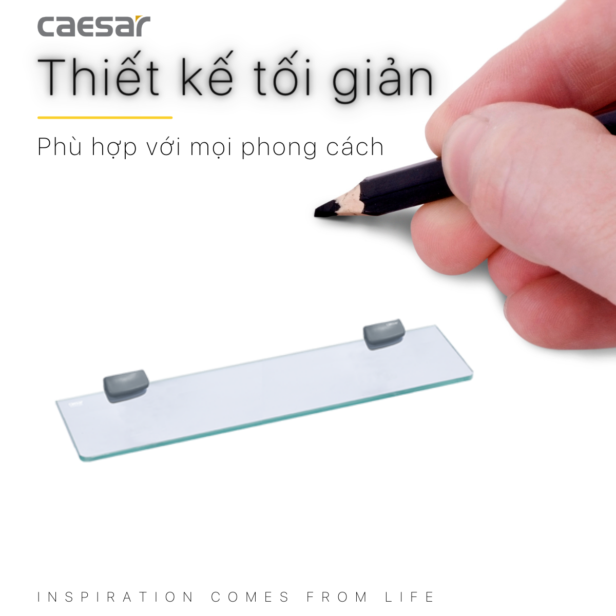 Gương soi phòng tắm 80x60cm kèm kệ kính Caesar M710 (M114 + Q780V)