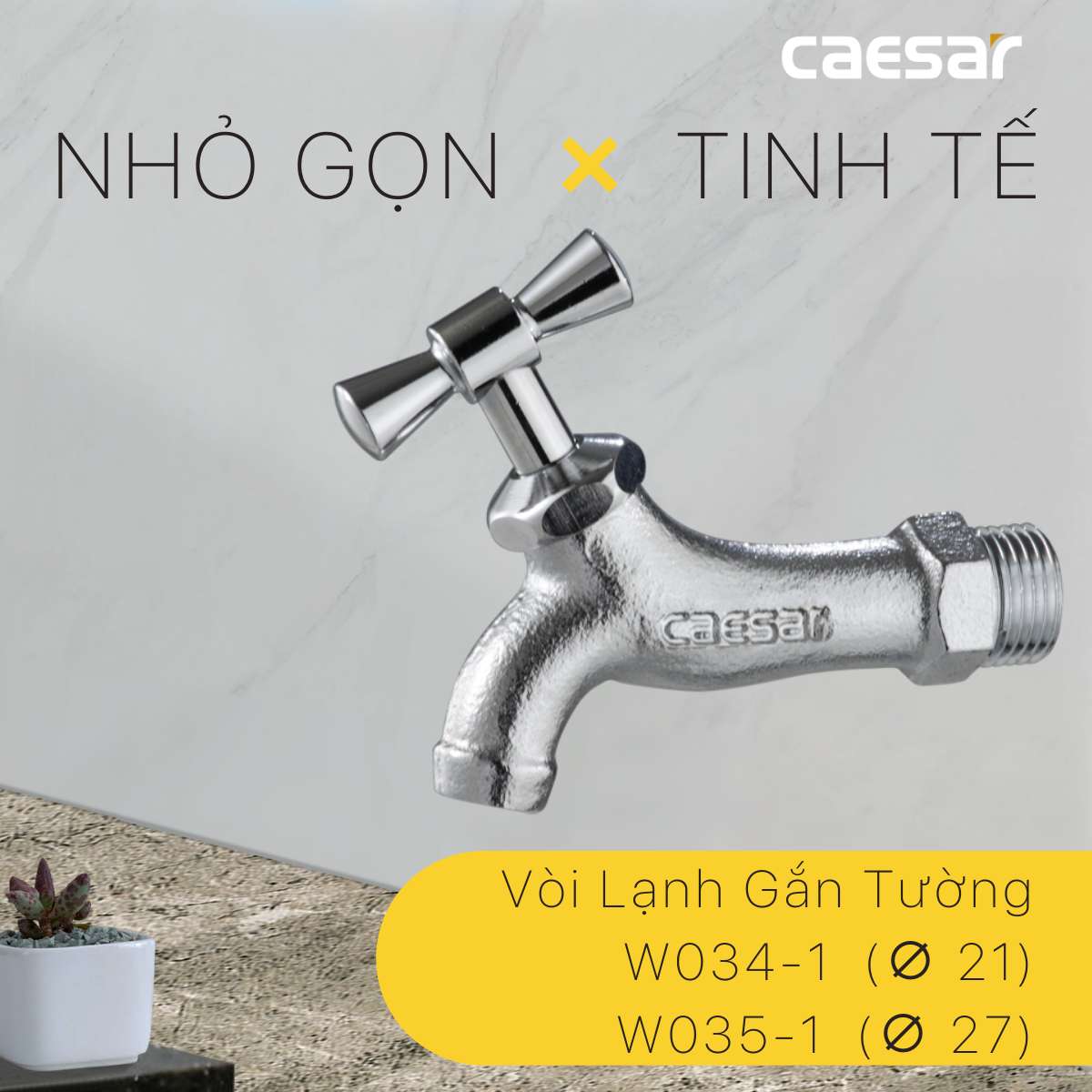 Vòi nước lạnh gắn tường Caesar W035-1 (W0351) - 3