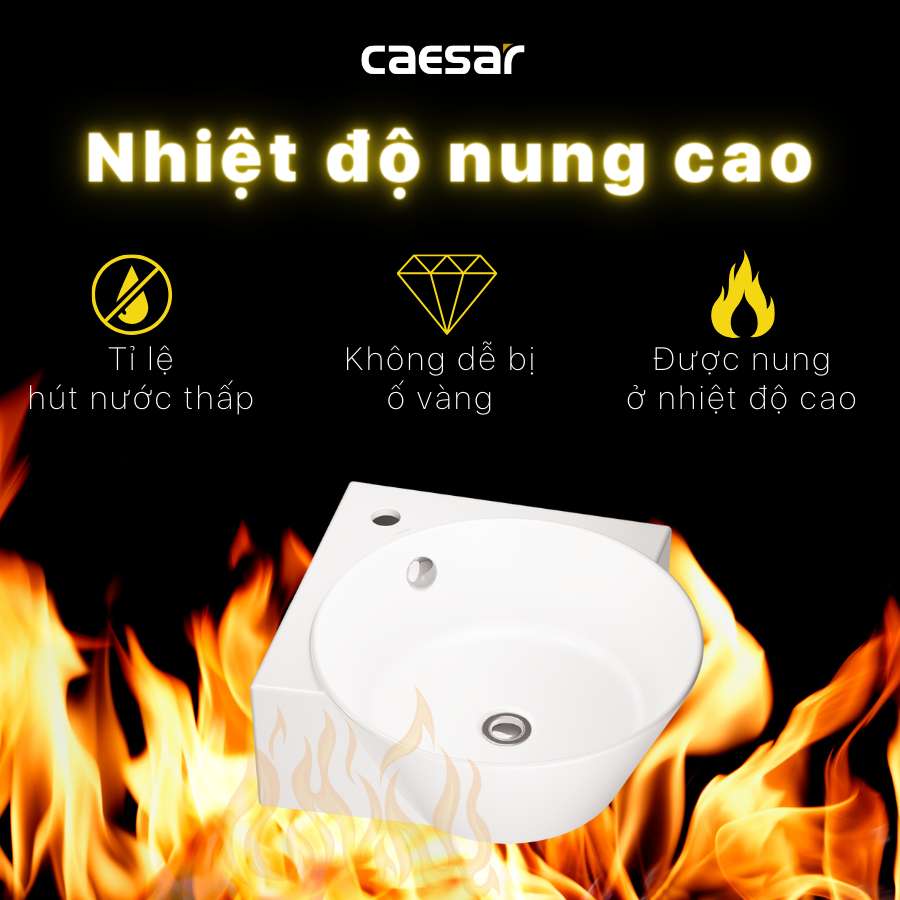 Chậu rửa lavabo treo tường đặt góc Caesar LF5238 - 8