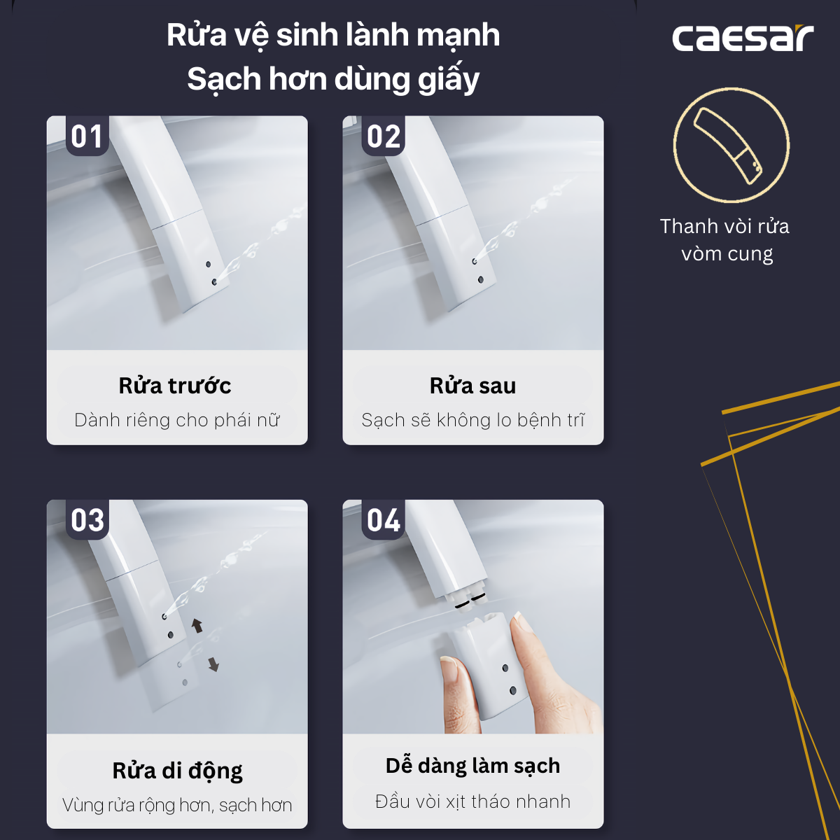Bồn cầu điện tử thông minh Caesar CA1389H - 12