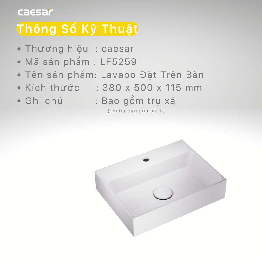 Chậu lavabo đặt bàn Caesar LF5259 - 15