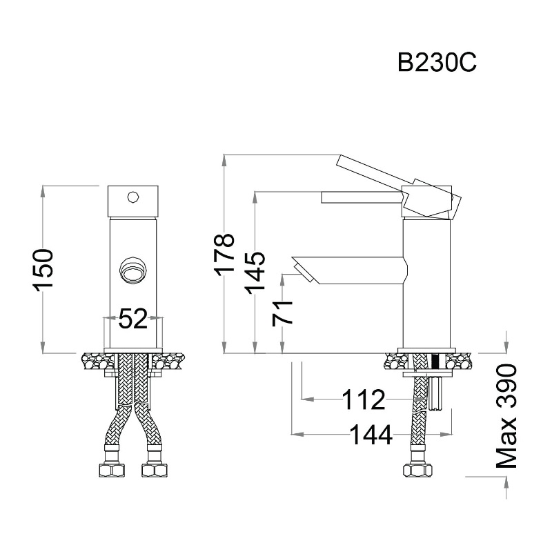 Vòi chậu lavabo nóng lạnh Caesar BT230CU (xả nhấn) - 2