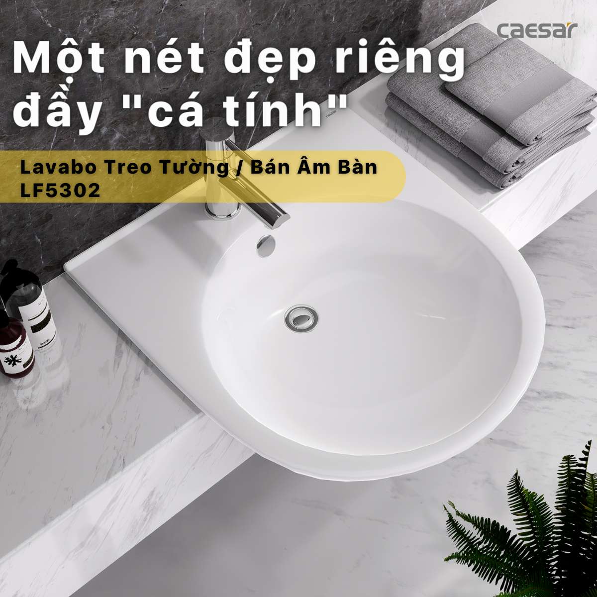 Chậu rửa lavabo dương vành Caesar LF5302 - 3