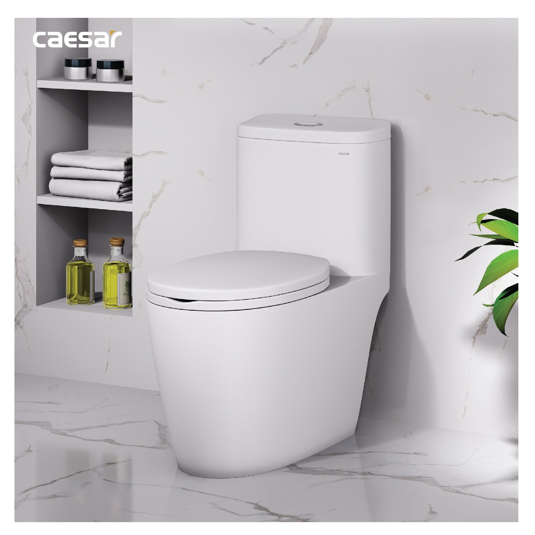 Bồn cầu 1 khối Caesar C1364 (CD1364) nắp đóng êm - 18