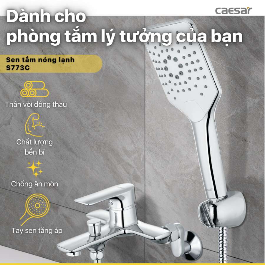 Bộ vòi sen tắm nóng lạnh Caesar S773C - 9