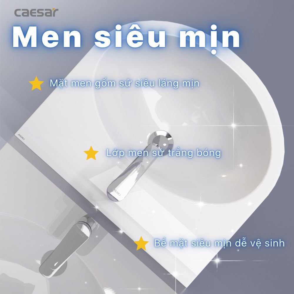 Chậu rửa lavabo treo tường chân lửng Caesar L2152+P2441 - 6