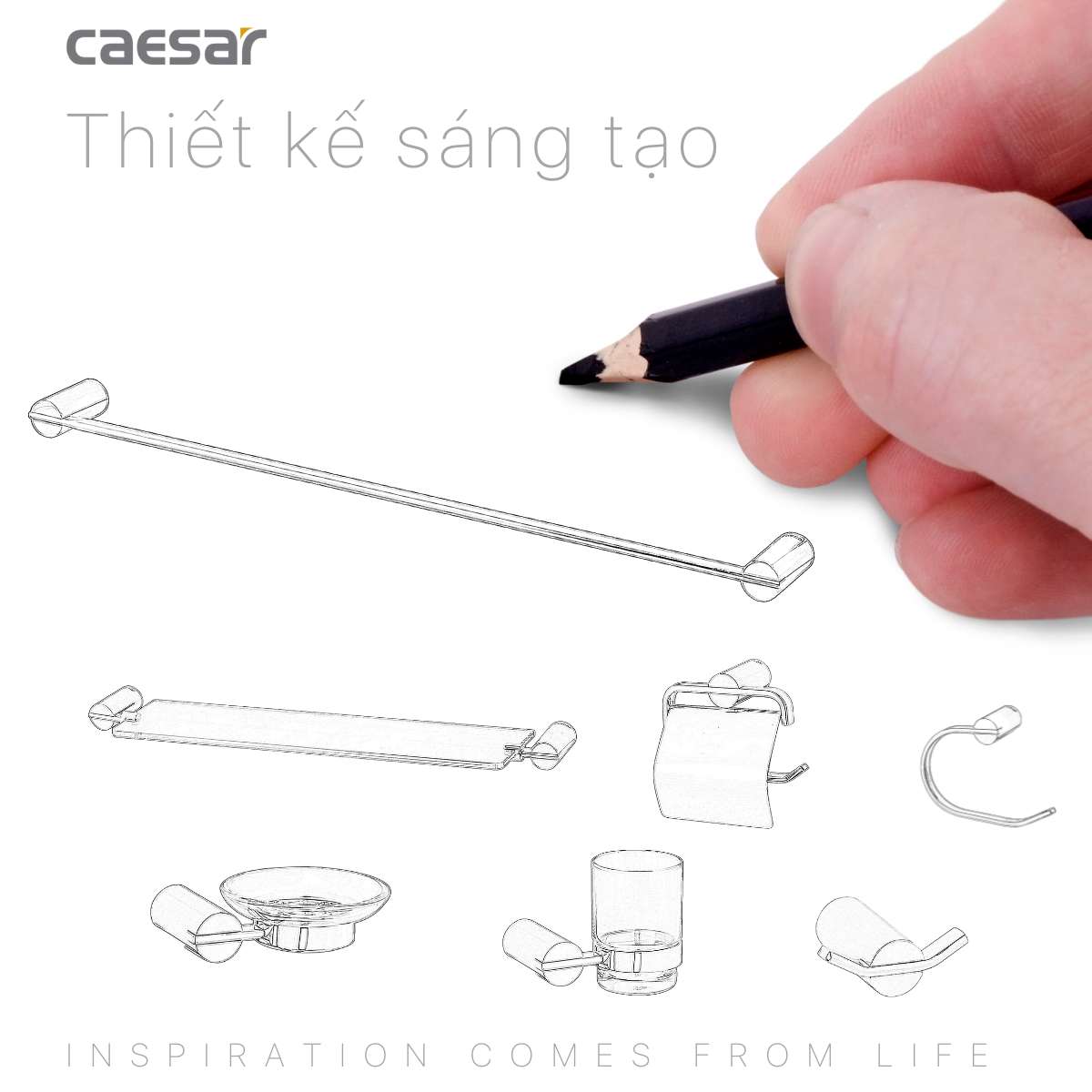 Thanh treo khăn Caesar Q8301 - 9