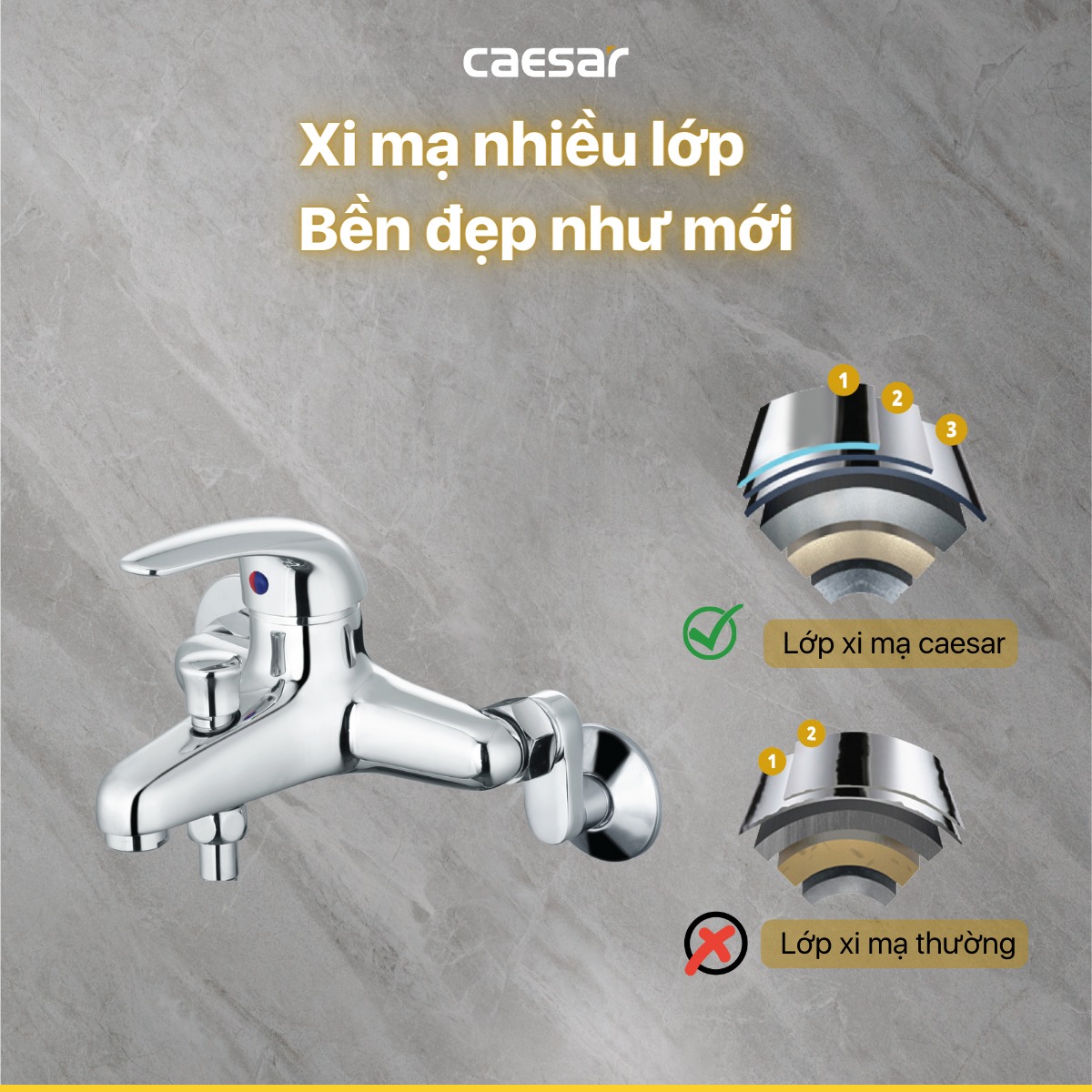 Bộ vòi sen tắm nóng lạnh Caesar S360C - 12