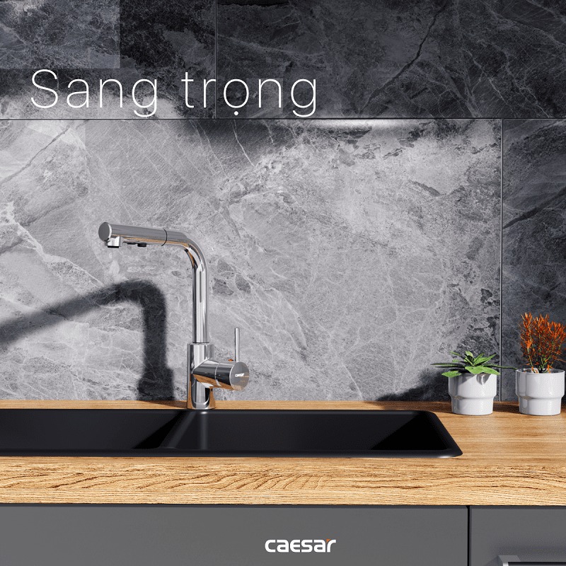 Vòi bếp dây rút nóng lạnh Caesar K915C - 23
