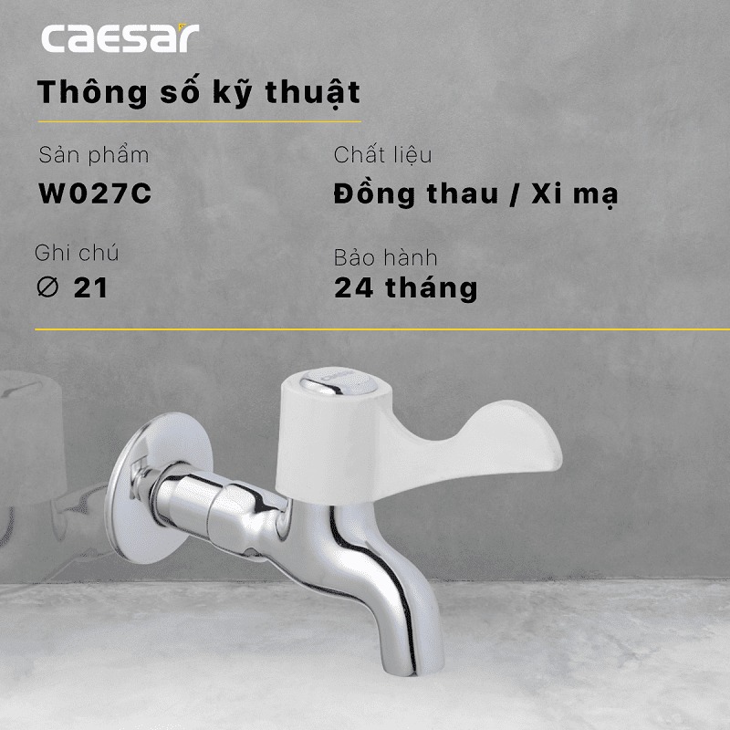 Vòi nước lạnh gắn tường Caesar W027C - 12