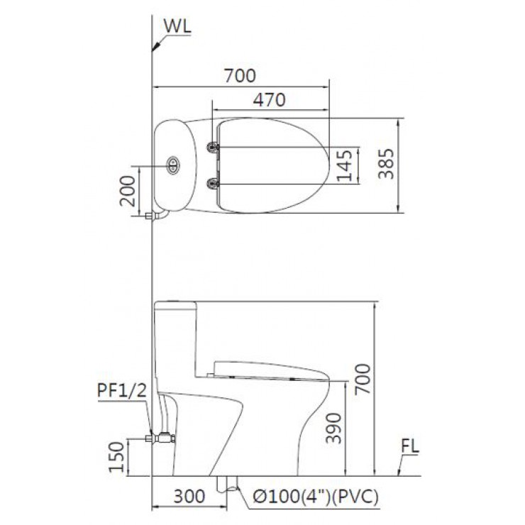 Bồn cầu 1 khối nắp êm Caesar C1394 (CD1394)