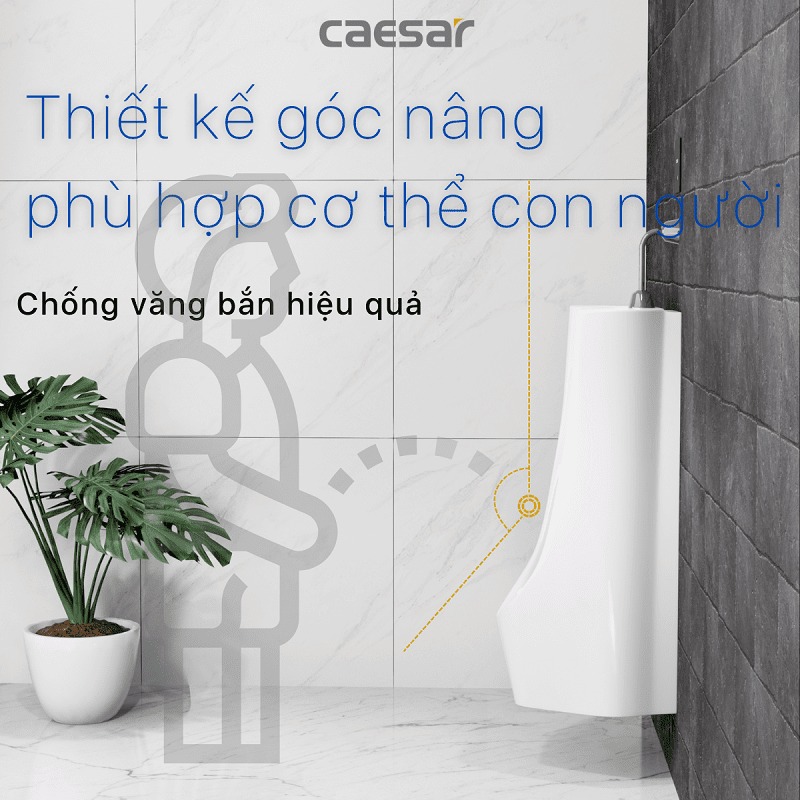 Bồn tiểu nam treo tường thoát ngang Caesar U0235 - 5