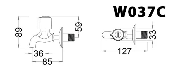 Vòi nước lạnh gắn tường Caesar W037C