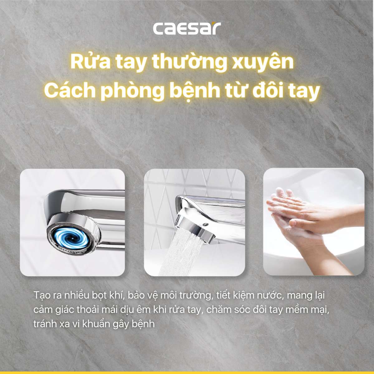 Vòi chậu lavabo nóng lạnh Caesar B120CU - 5