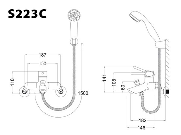 Bộ vòi sen tắm nóng lạnh Caesar S233C - 2