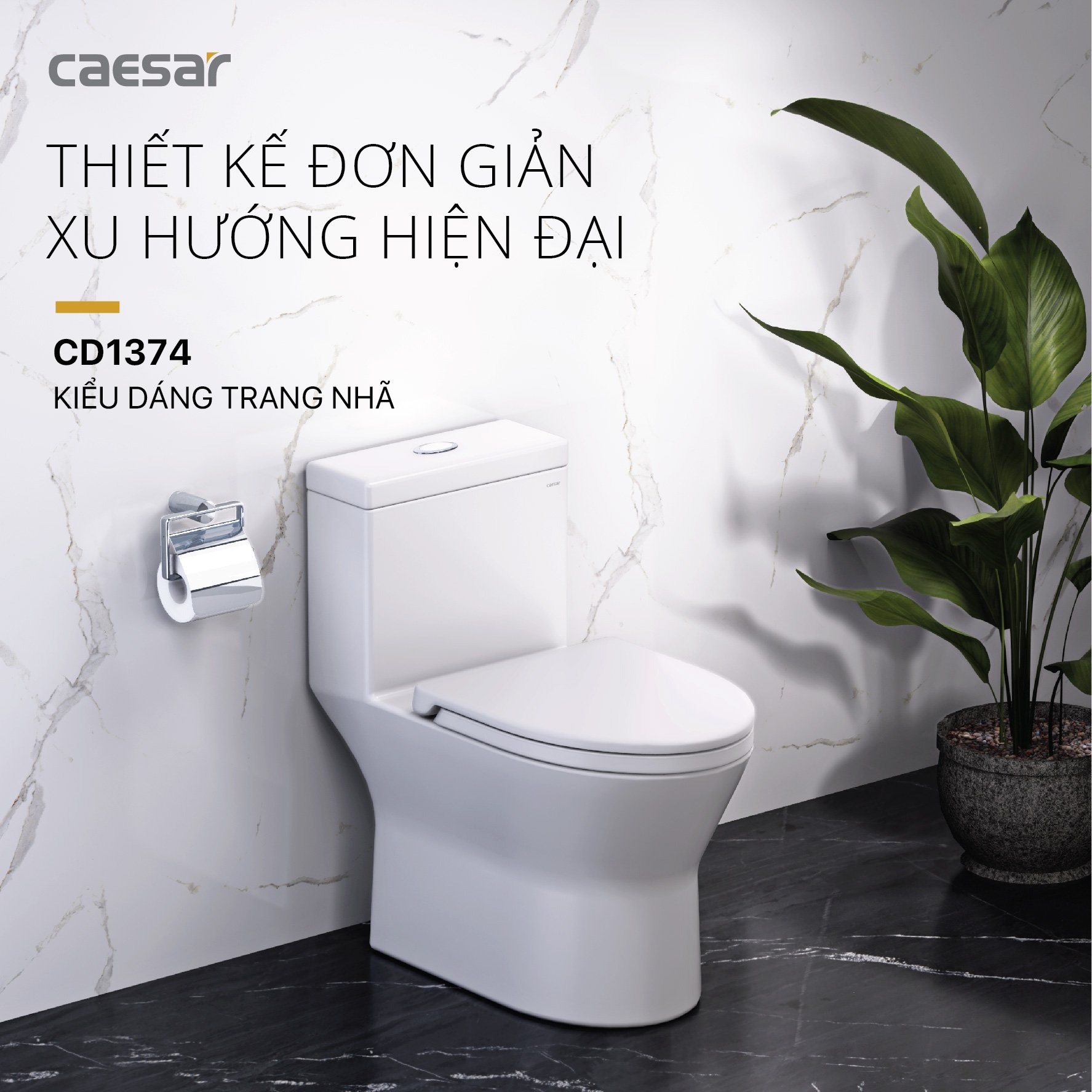 Bồn cầu 1 khối Caesar C1374 (CD1374) nắp đóng êm - 11