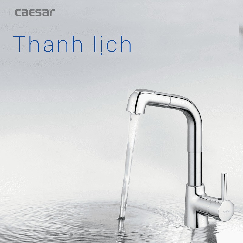 Vòi chậu lavabo dây rút nóng lạnh Caesar B900CU - 19