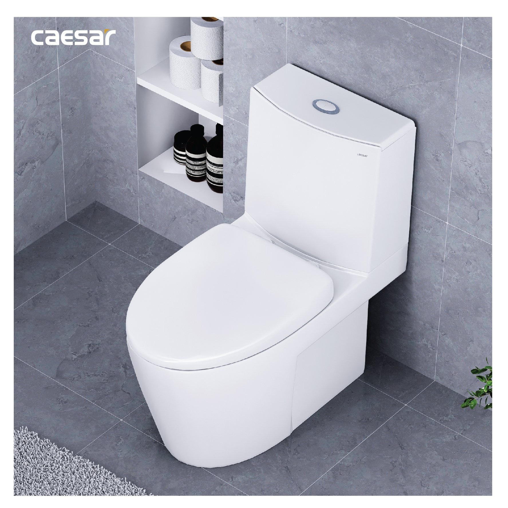 Bồn cầu 2 khối Caesar CD1345 nắp êm - 13