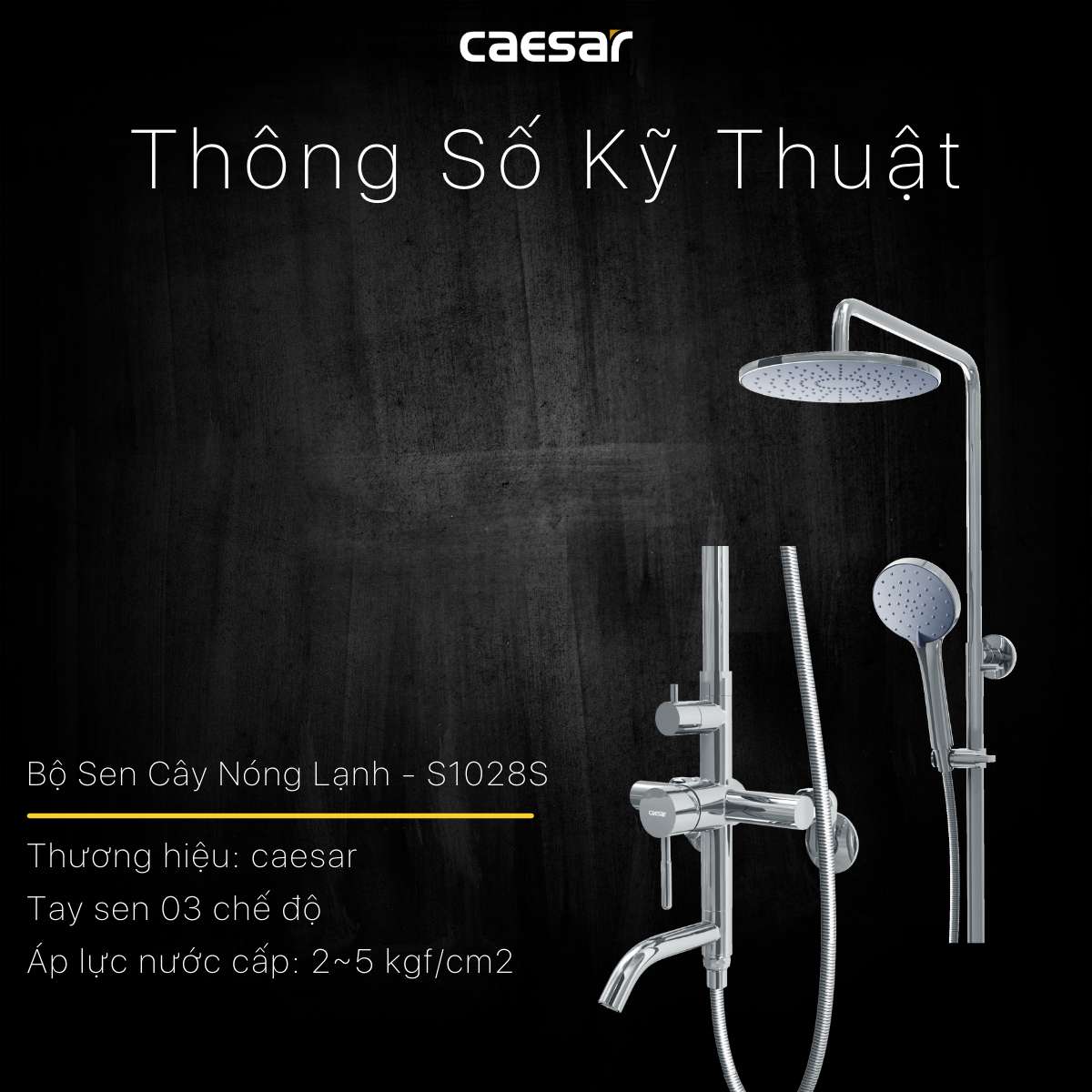 Bộ sen tắm cây nóng lạnh Caesar S1028S - 17