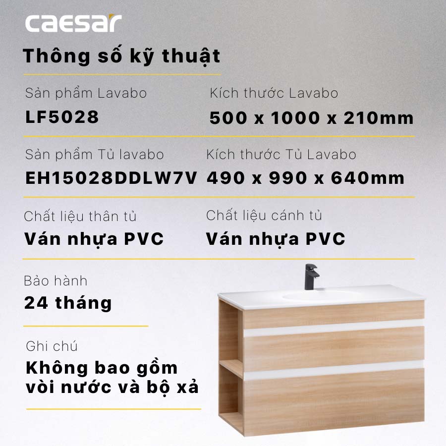 Bộ tủ lavabo Caesar LF5028+EH15028DDLW7V - 13