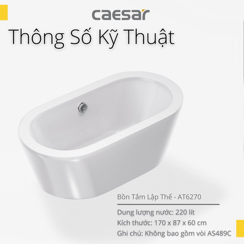 Bồn tắm đặt sàn 1m7 Caesar AT6270 - 10