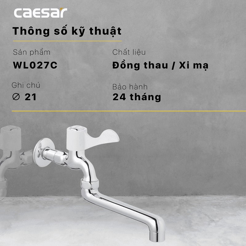 Vòi nước lạnh gắn tường Caesar WL027C - 9