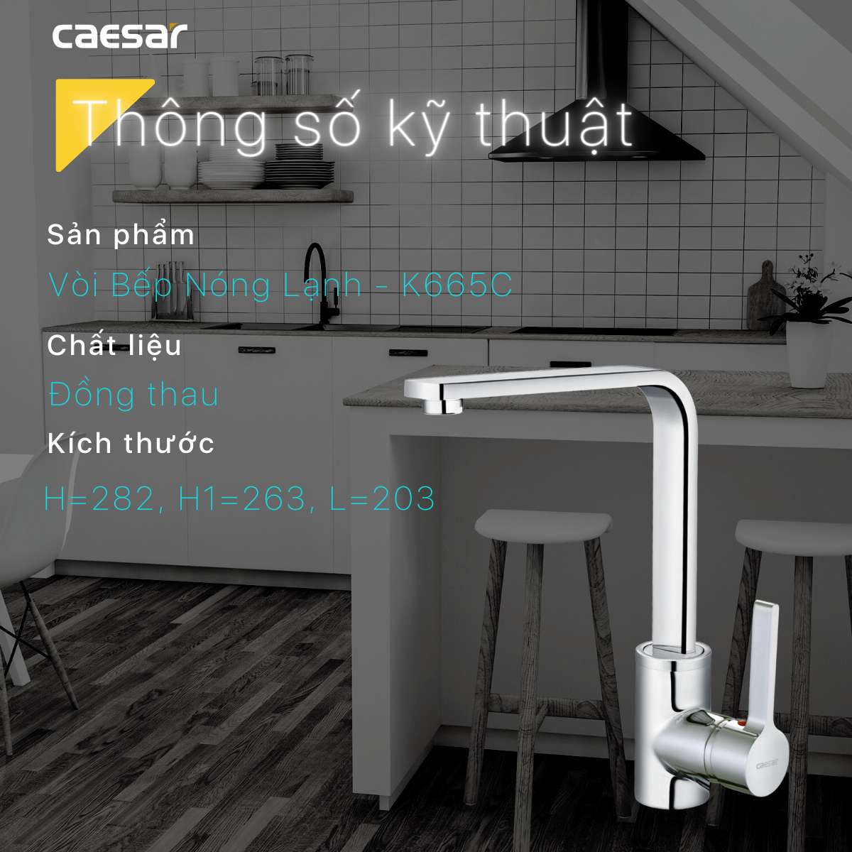Vòi bếp nóng lạnh Caesar K665C - 25