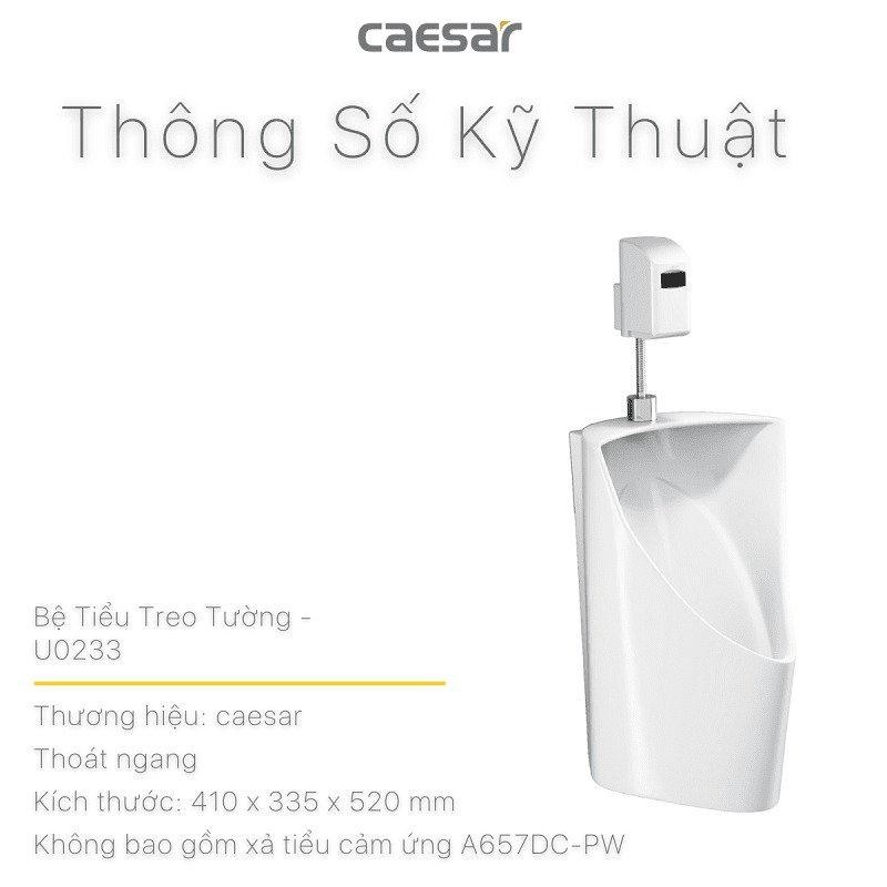 Bồn tiểu nam treo tường thoát ngang Caesar U0233 - 11