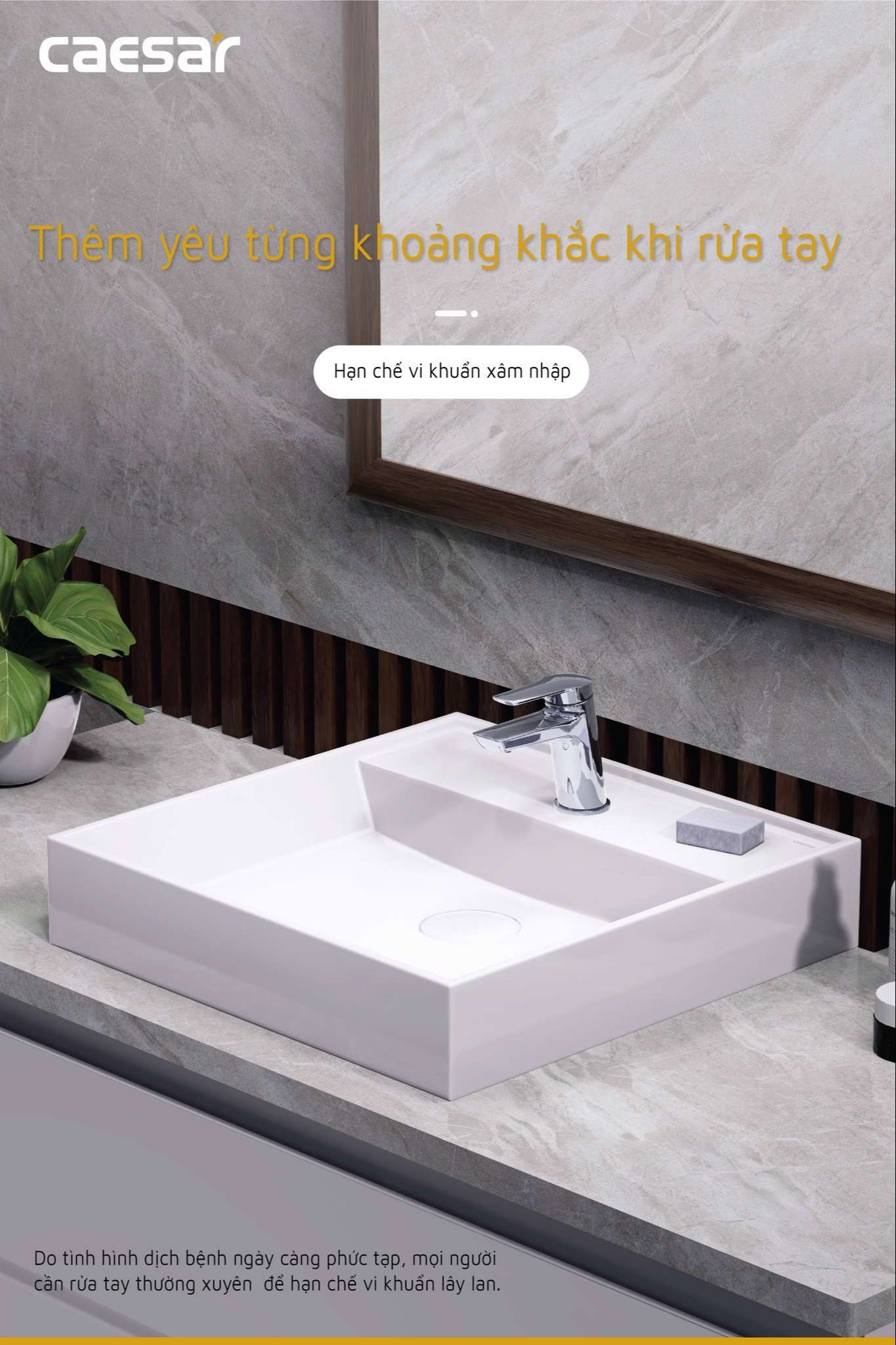 Vòi chậu lavabo nóng lạnh Caesar B200CU - 9