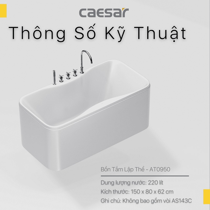 Bồn tắm lập thể 1m4 Caesar AT0950 - 11