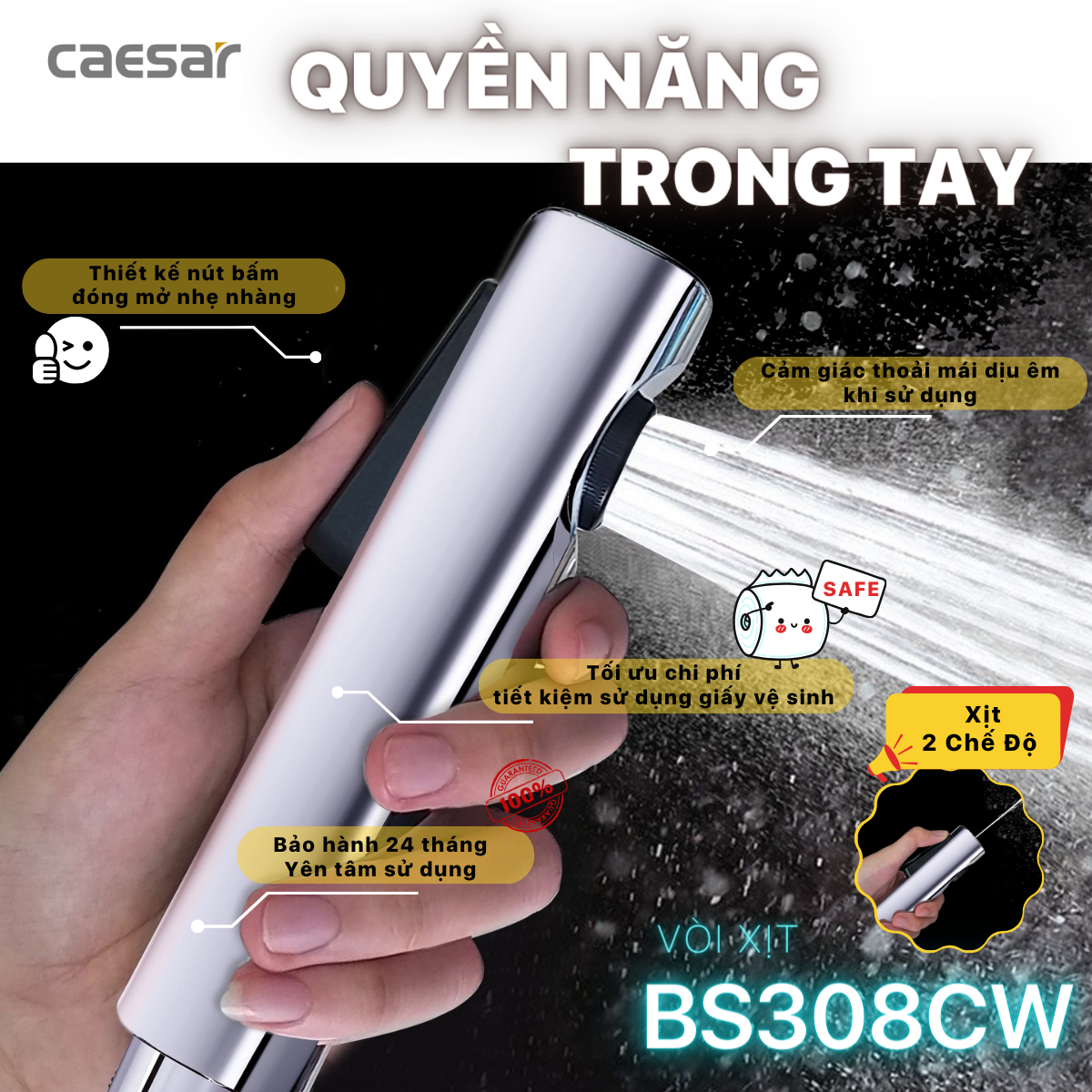 Vòi xịt vệ sinh Caesar BS308CW - 8