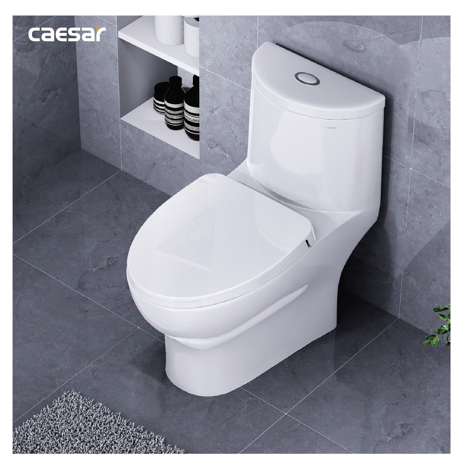Bồn cầu 1 khối Caesar C1375 (CD1375) nắp đóng êm - 18