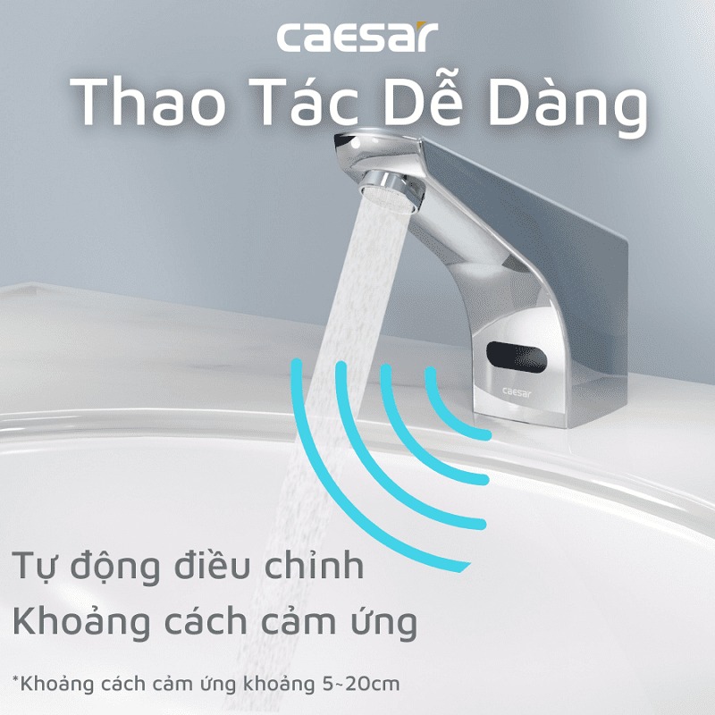 Vòi chậu lavabo cảm ứng nước lạnh Caesar A912 - 12