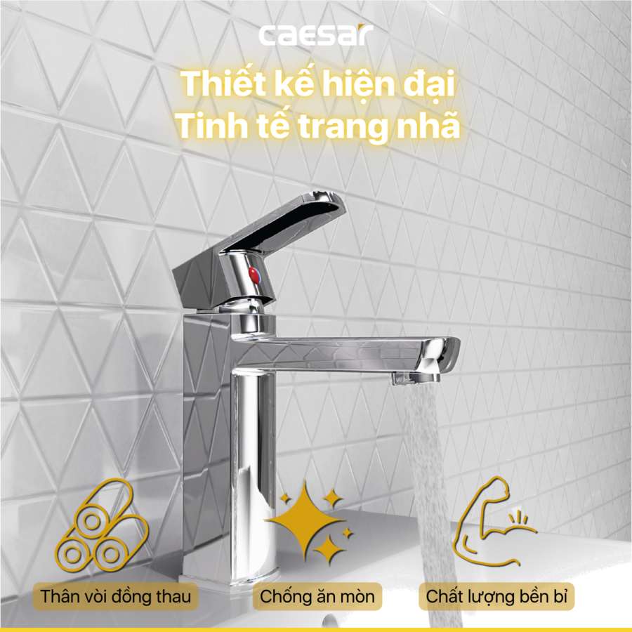Vòi chậu lavabo nóng lạnh Caesar B550CU - 10
