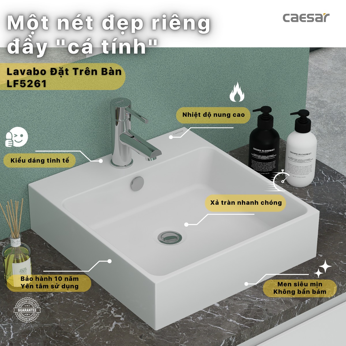 Chậu lavabo treo tường chân lửng Caesar LF5261 + PF2463 - 3