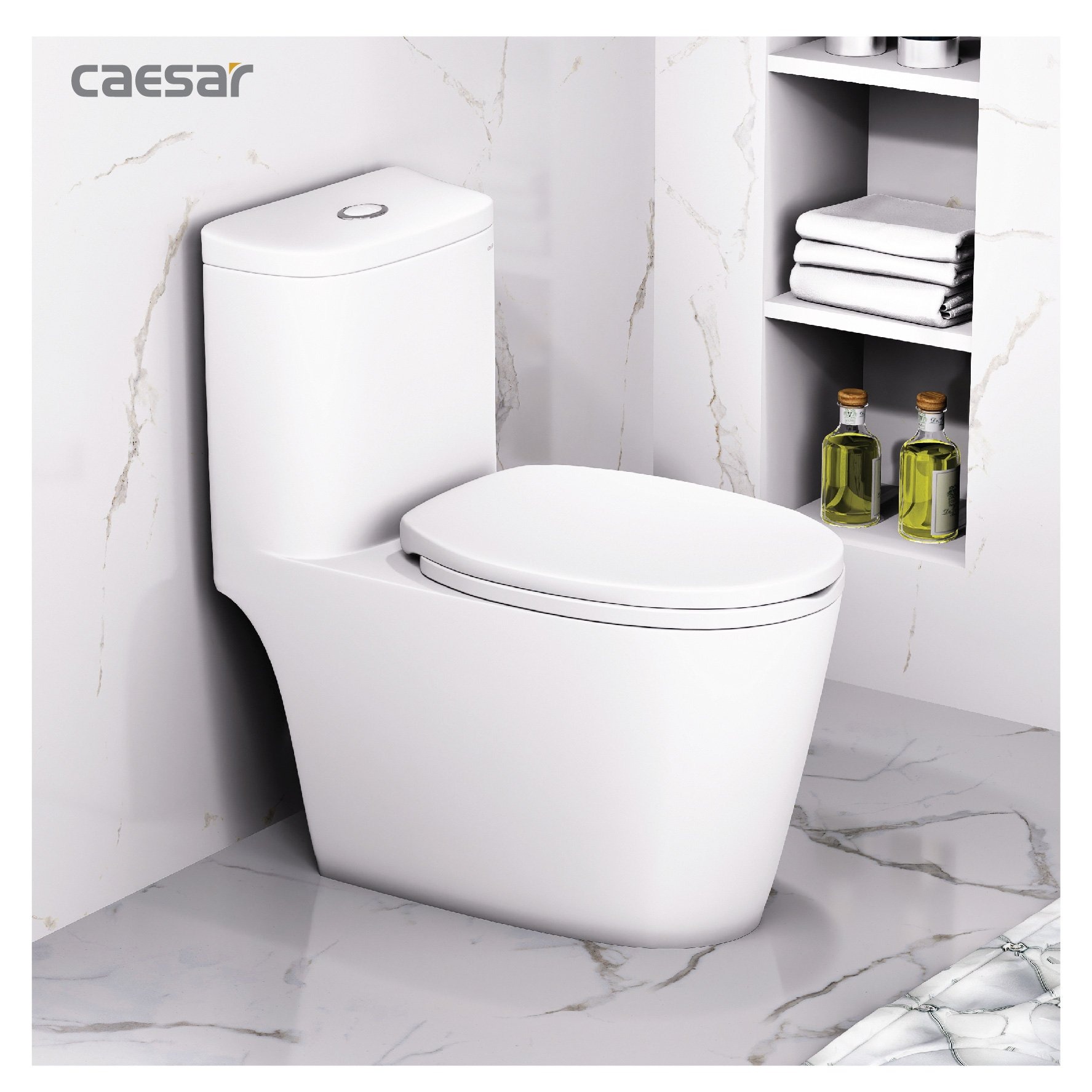 Bồn cầu 1 khối Caesar C1364 (CD1364) nắp đóng êm - 17