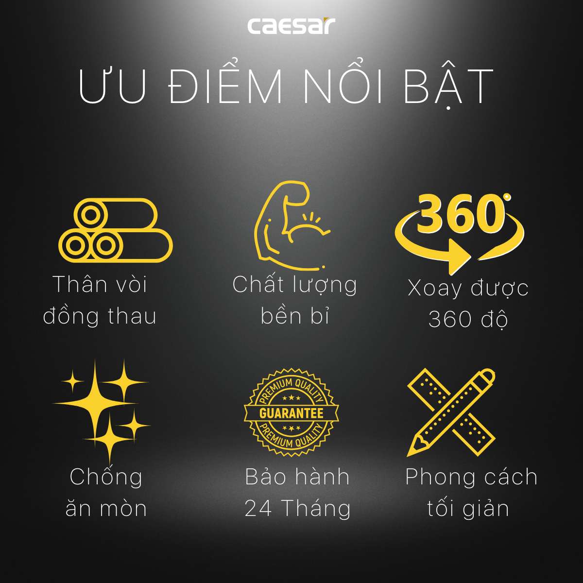 Vòi bếp nóng lạnh gắn tường Caesar K526C - 10