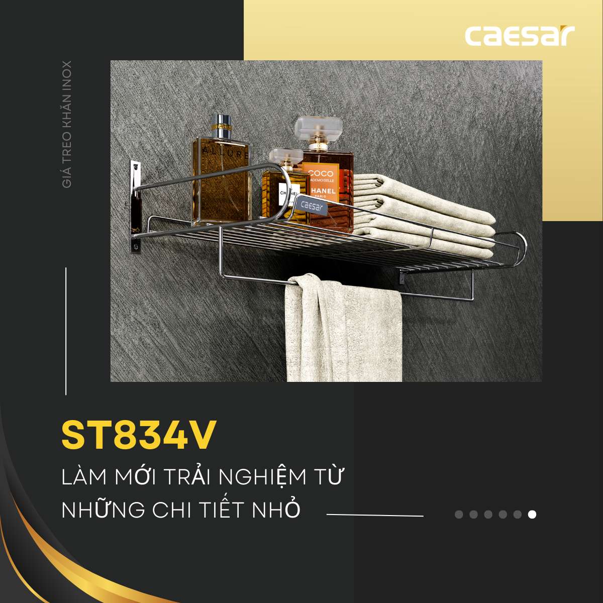 Kệ treo khăn inox Caesar ST834V - 13