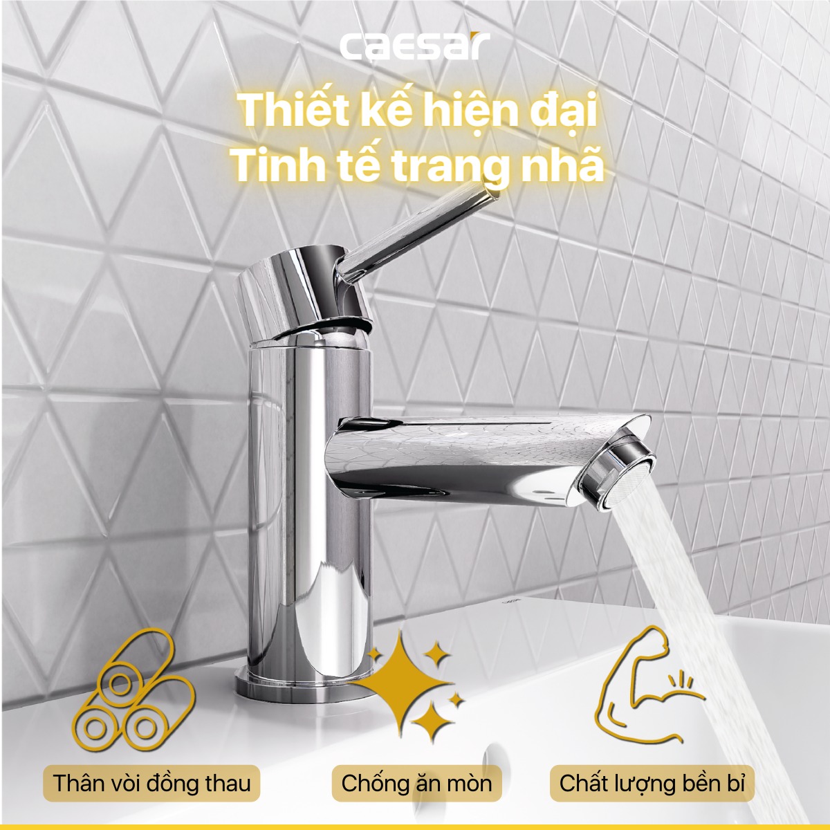 Vòi chậu lavabo nóng lạnh Caesar B230CU - 6